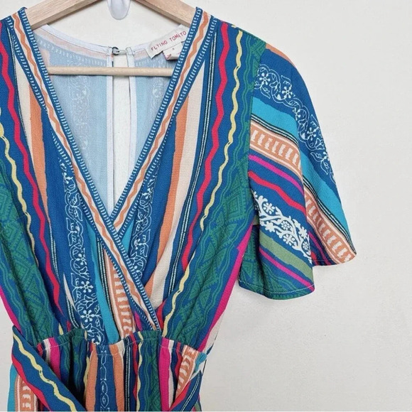 Flying Tomato Womens Small Multistripe Belted  Jumpsuit - Picture 4 of 13